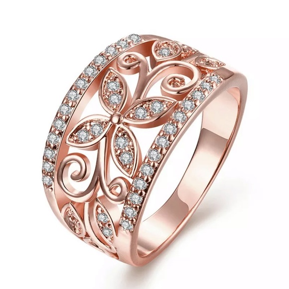 Fashion 18k Rose Gold Filled White Sapphire Ring - Picture 4 of 5